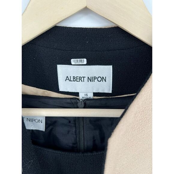 Albert Nipon Women's Size 16 Two Piece Dress Blazer Black Wool Elegant Timeless - Picture 5 of 9